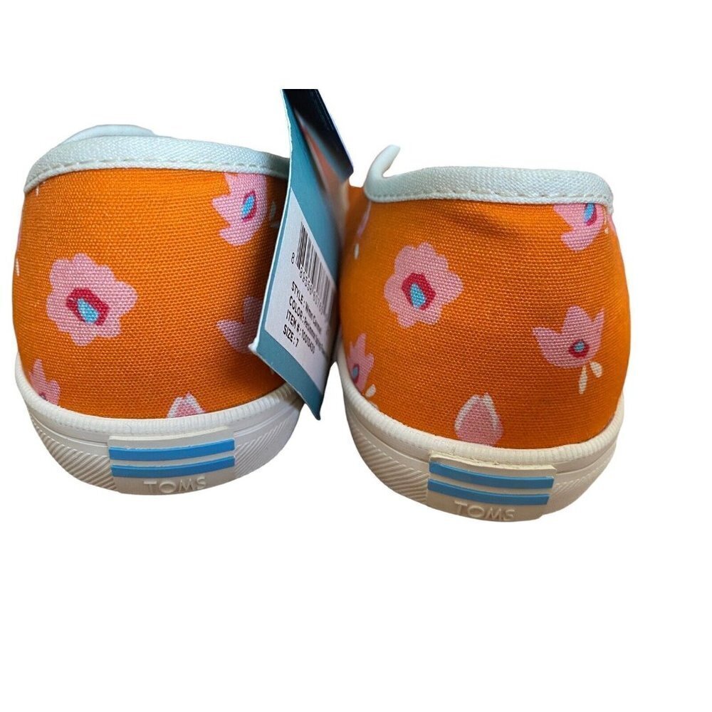 Toms Womens Carmel Persimmon‎ Spring Floral Orange Canvas Sneaker sz 7 NEW - Picture 7 of 9